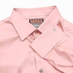 Thomas Pink Men's Slim Fit 18.5" Pale Pink French Cuffs Lux Formal Dress Shirt
